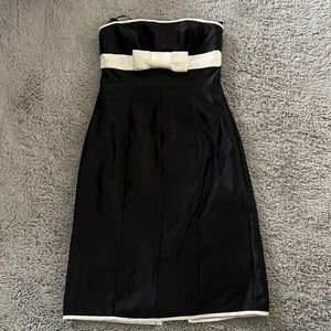 Vintage Black and Cream Early 2000s Satin dress size 2